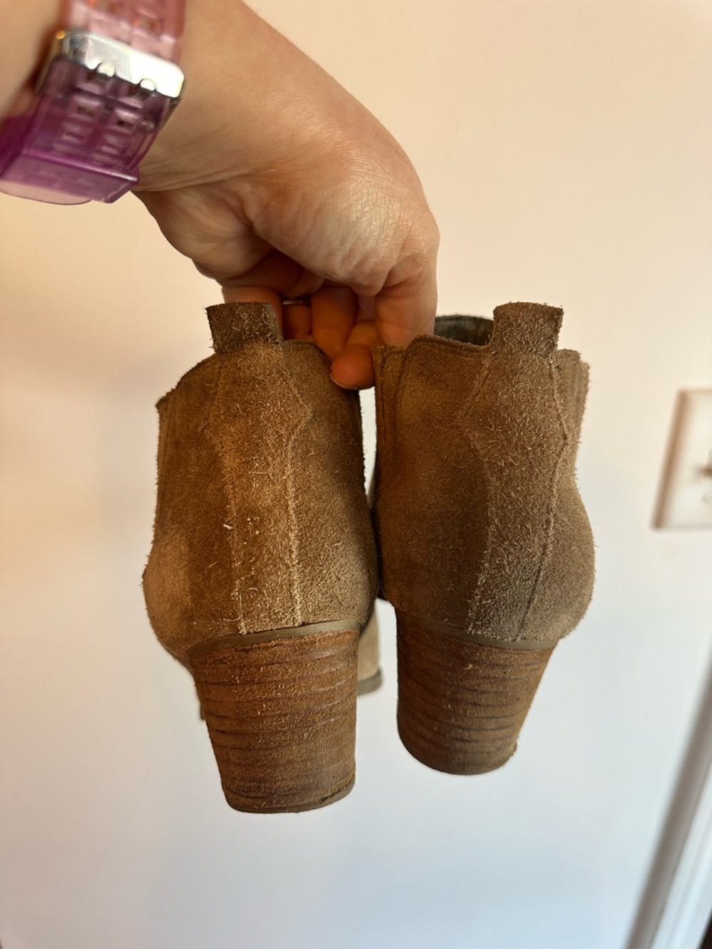 Womens Suede Ankle Bootie in Tan - Picture 4 of 5
